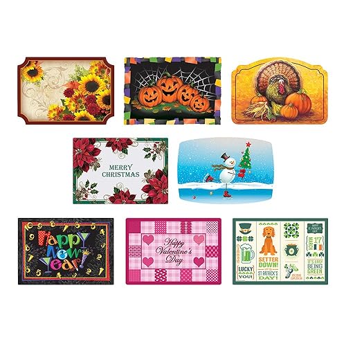 Miniatura 1 de Hoffmaster 857208 Manteles individuales de celebración de temporada de otoño e invierno, 8 diseños diferentes en cada caja, 9.75 x 14 pulgadas,