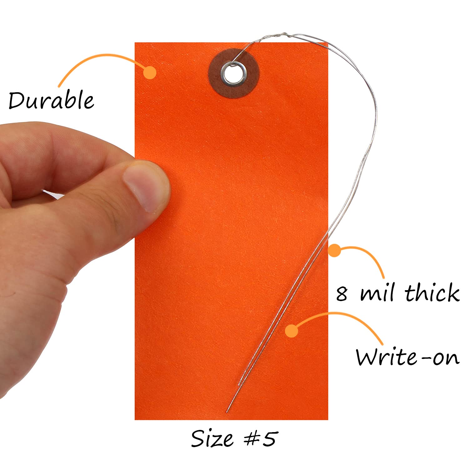 SmartSign Tyvek Lot de 100 étiquettes d'expédition vierges avec fil Orange Taille 5