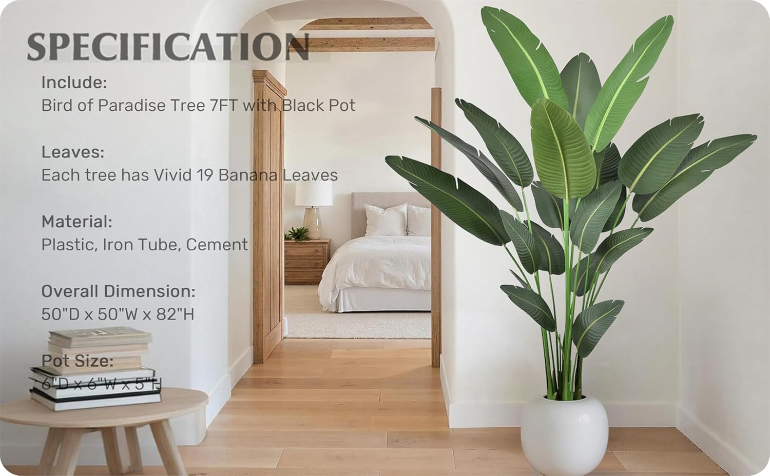 Artificial Bird of Paradise Tree 7FT with 19 Leaves Realistic Thick Banana Leaf Tall Large Faux Tropical Plant 82 Inch Black Pot for Indoor Home Office Poolside Porch Mall Hotel School Decor - Image 6