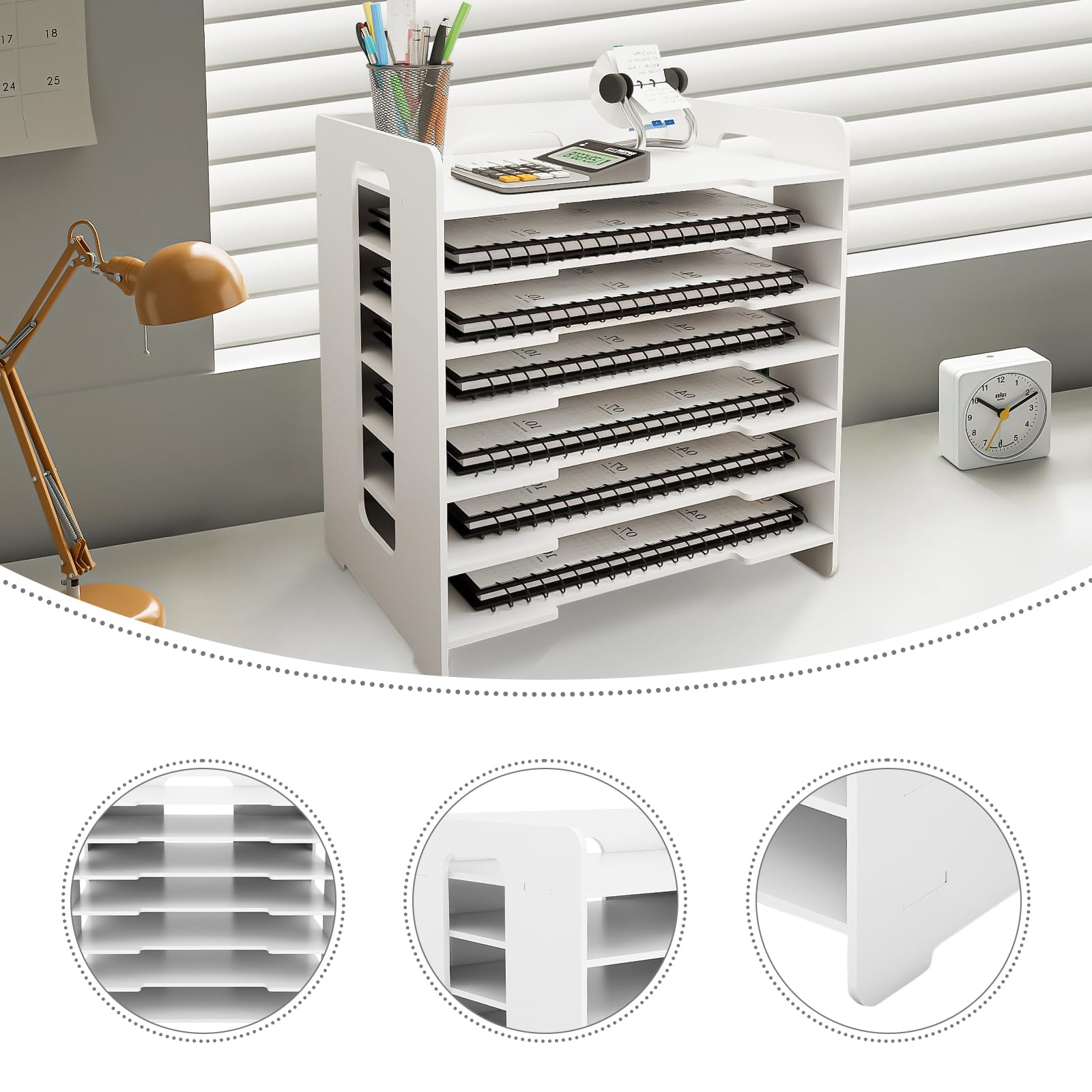 OHMG 7 Niveaux Organiseur de Bureau A4 Banette Trieur Casier Module de Rangement pour Bureau à Domicile
