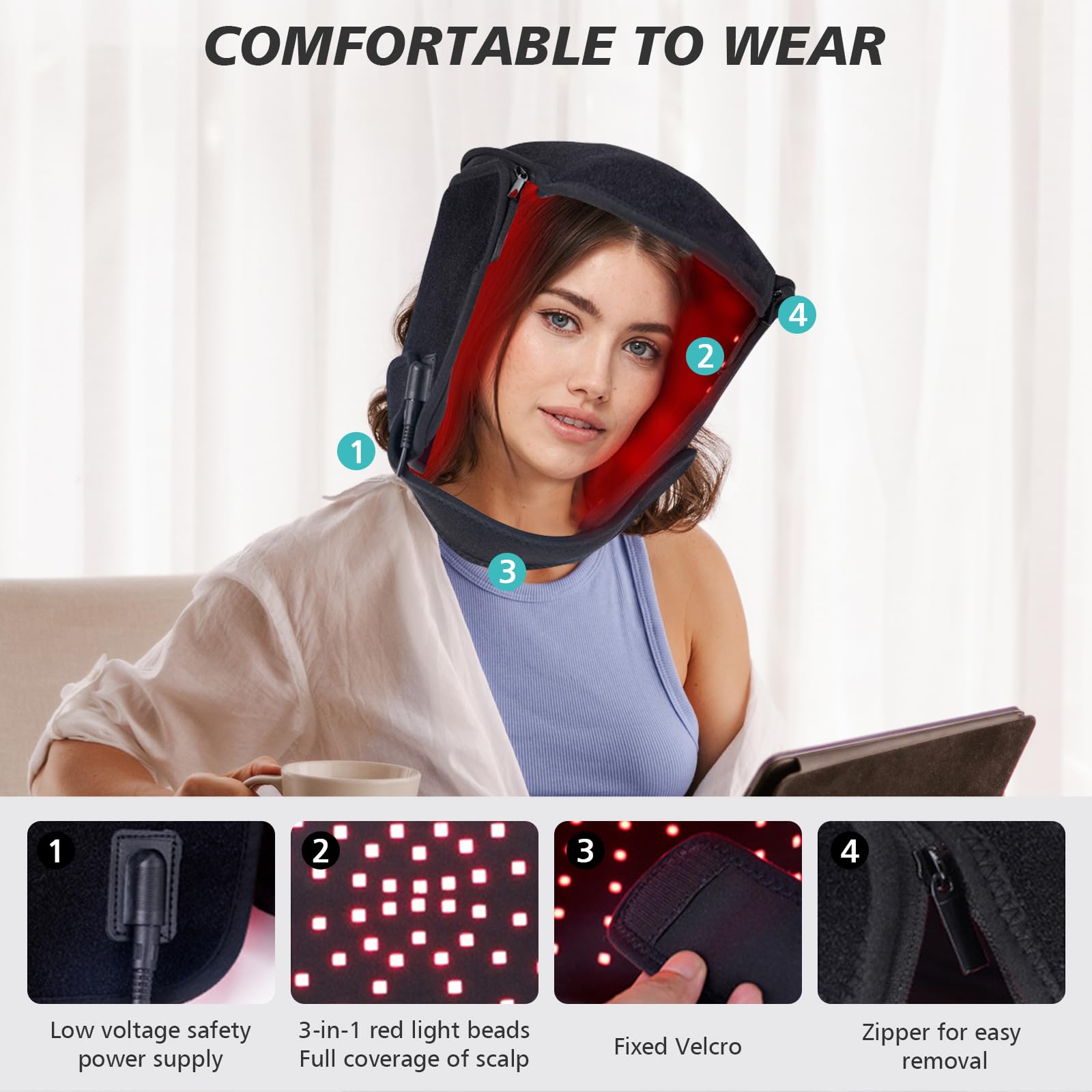 Haarwachstum Cap, Rotlicht Therapie für Haarausfall, 215 LED Infrarottherapie Rotlichtlampe, 660 Nm und 850 Nm, Haarausfall Behandlungen Hut für Männer & Frauen, Fördert schnelles Nachwachsen