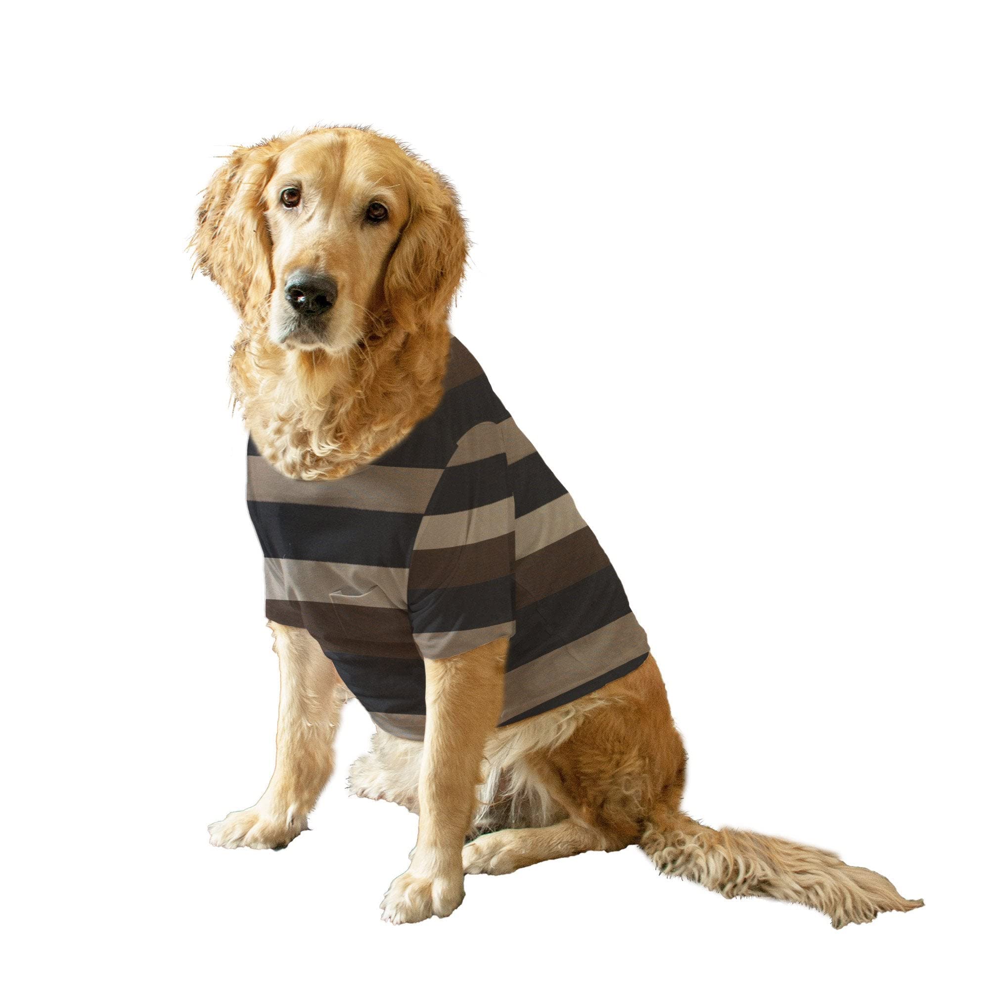Ruse. Pet Clothes Fudge Brownie Striped Full Sleeves with Treat Pocket Crew Neck T-Shirt/Tees Apparel for Dogs Gifts.(XL) (B0BF17JQ82) Amazon Price History, Amazon Price Tracker