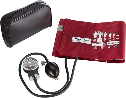 Miniatura 11 de McKesson Esfigmomanómetro aneroide – Monitor manual de presión arterial con estuche de transporte, puño 7.5-10.6 in, azul real, 1 unidad