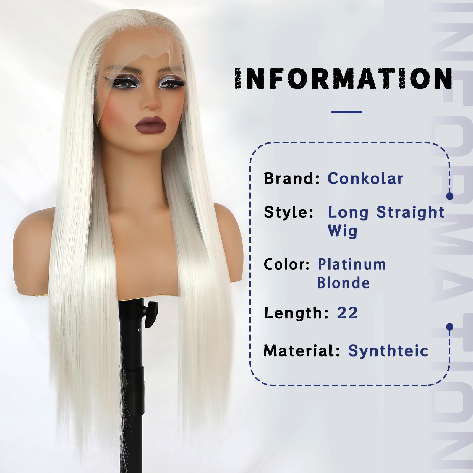 White Blonde Lace front Wig 22-24inches S0db7514821b54d3397fb1776a5dcd  main image 2