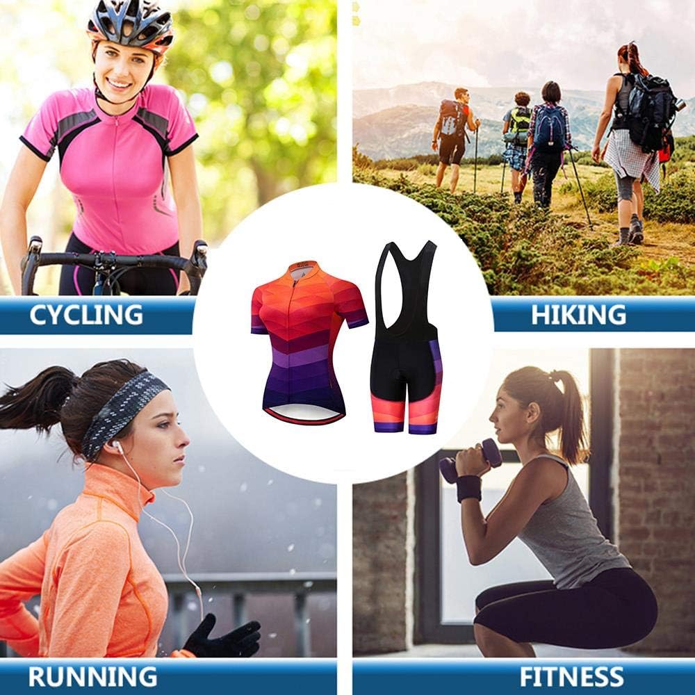 Women's Cycling Clothing Set Road Bike Shirts Short Sleeve Breathable Cycling Jersey with Gel Padded Bib Shorts