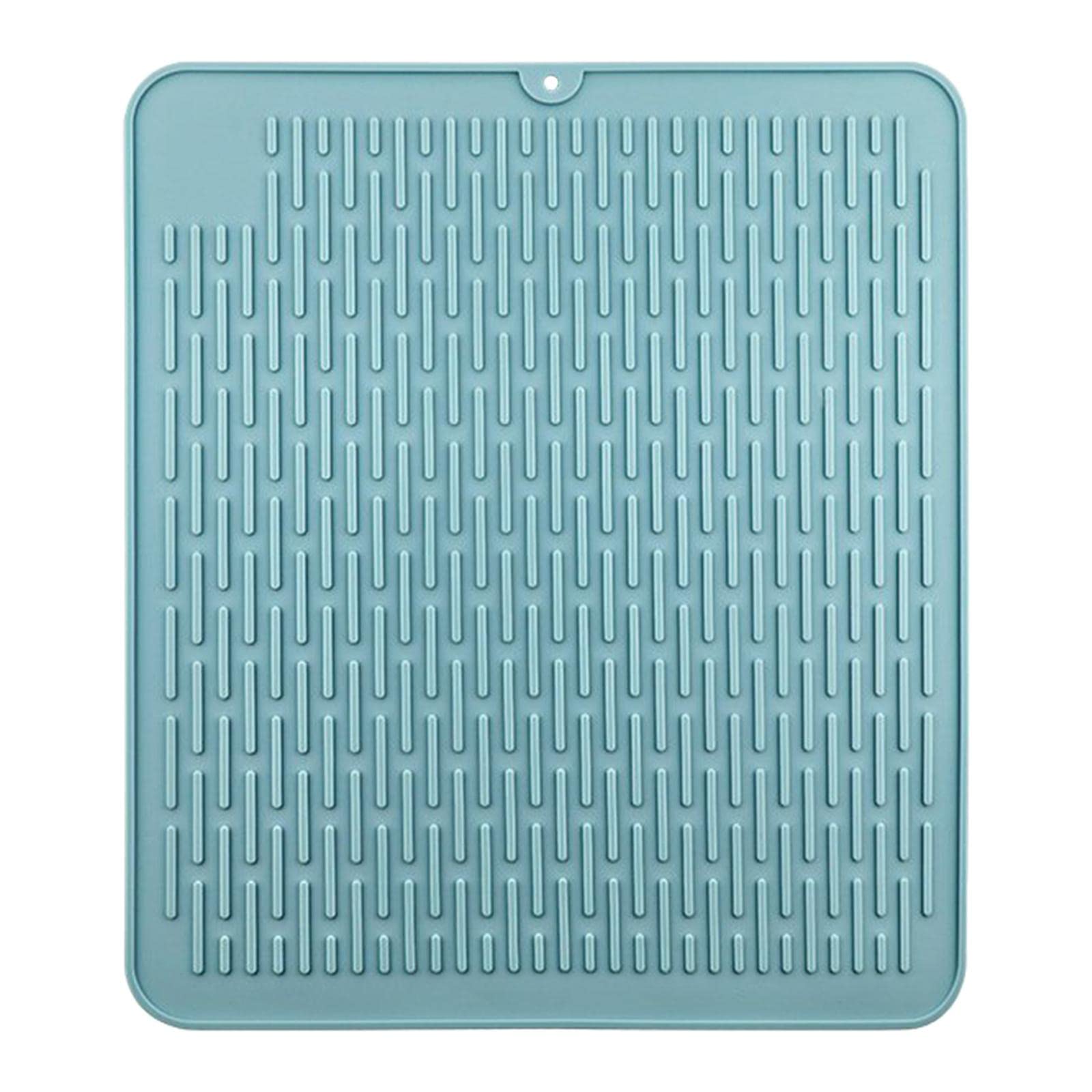 Alfombrilla de secado rápido de silicona para fregadero, 45 x 40 cm, resistente al calor, azul