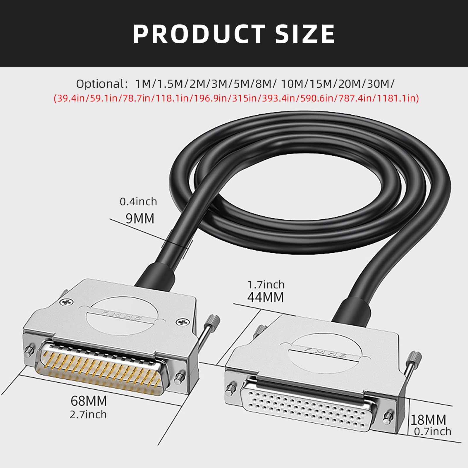 D Sub 50Pin Macho Hembra Cable Blindado Cable de Extensión Recubierto de PVC Para Uso Industrial