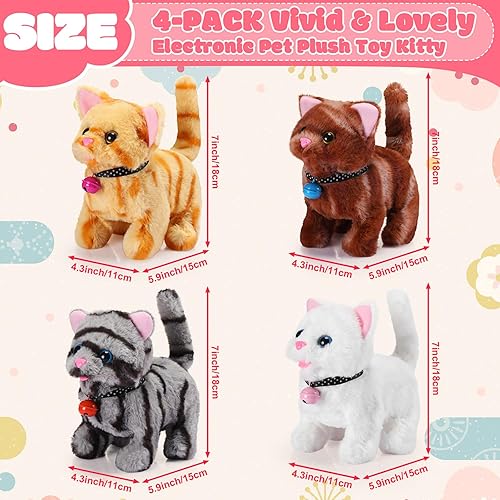 Miniatura 2 de Halloscume Juguete de peluche interactivo electrónico para mascotas, 4 piezas, 7 pulgadas, animales de peluche interactivos, juguete para caminar y