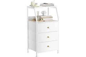 Chic White Nightstand with Fabric Drawers: A Dorm Essential for Space-Savvy Students