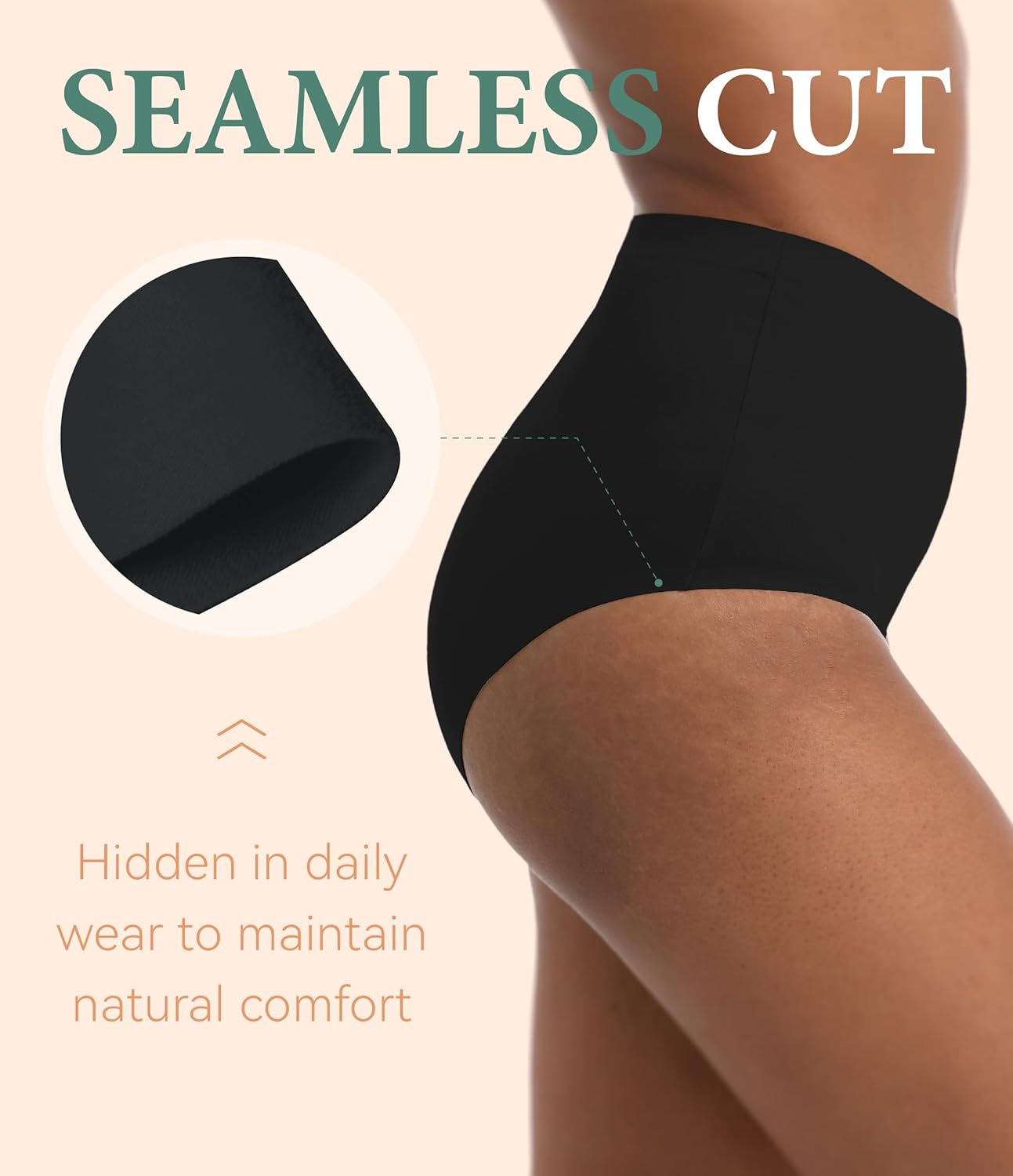 Adult Incontinence Protective Underwear for Women Washable Postpartum Leak Proof Panties 56 ml Absorbency 3 Pack (3 Black, XL) - Image 6