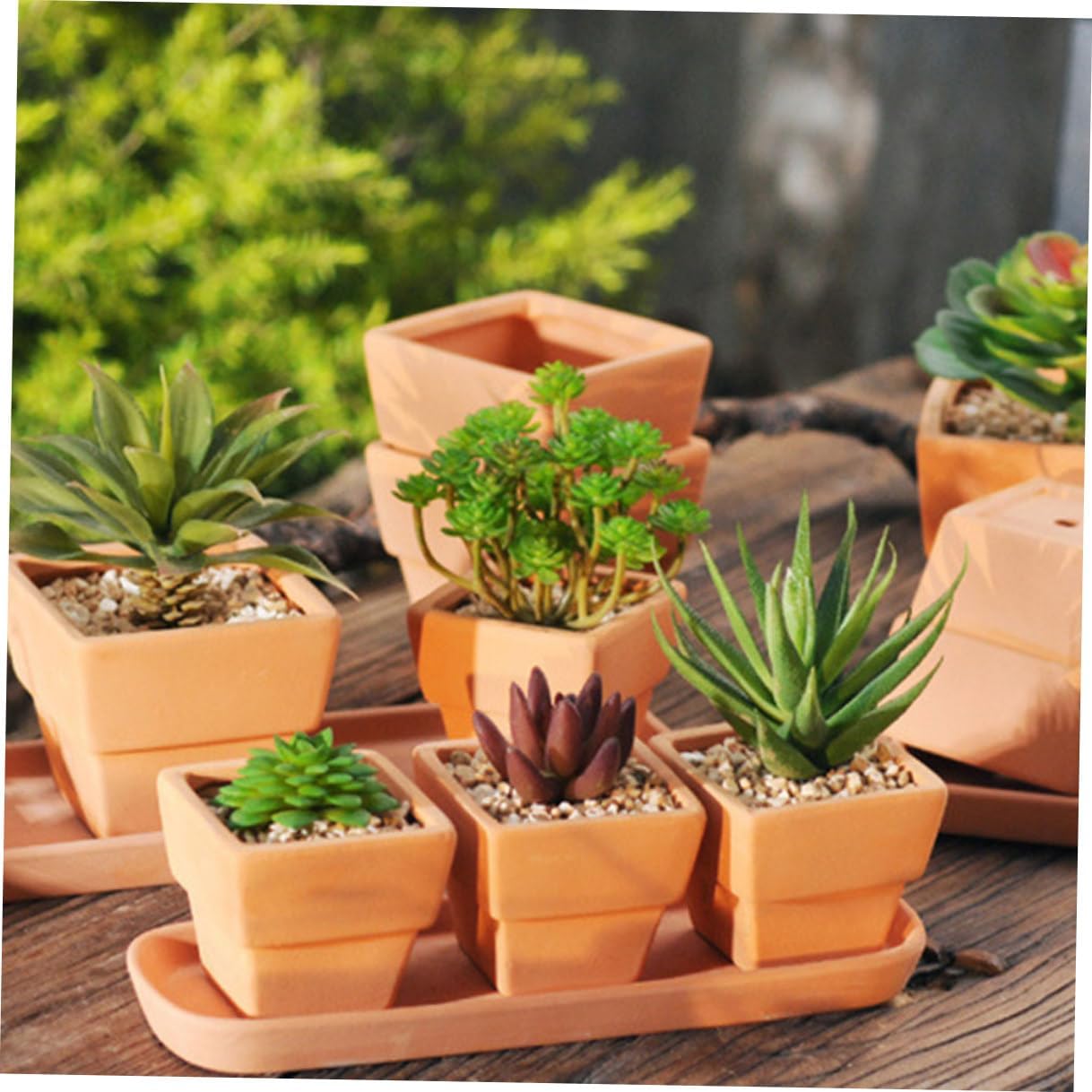 CHILDWEET 5pcs Terracotta Nursery Planter Pots for Succulent Plants Breathable Clay Garden Pots 9x8cm Square Red Ceramic Flower for Indoor and Outdoor Gardening