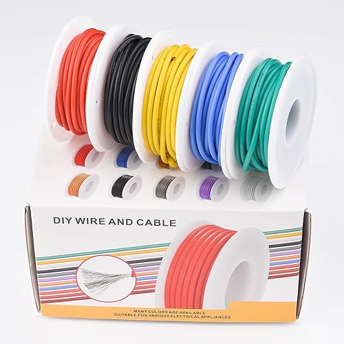 Miniatura 5 de Cable eléctrico trenzado de 18 AWG calibre 18 cables de cobre estañado de silicona flexible Kit de cables de conexión eléctrica OD 0.091 in, 5