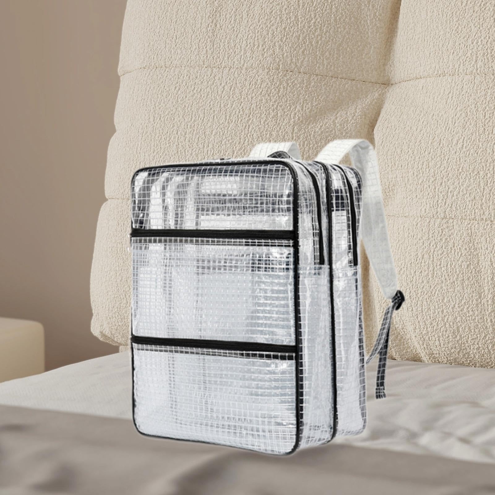 KESOTO Borsa Portaoggetti per Attrezzi, Zaino in PVC per Uso in Camera Bianca Da Parte di Elettricisti, Bianco E Nero, 35x20x45 Cm