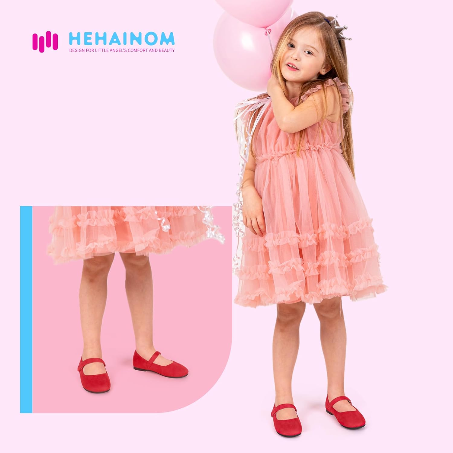 Hehainom Toddler Girls Flats Mary Jane Flower Girl Dress Shoes School Wedding Party Shoes - Image 3