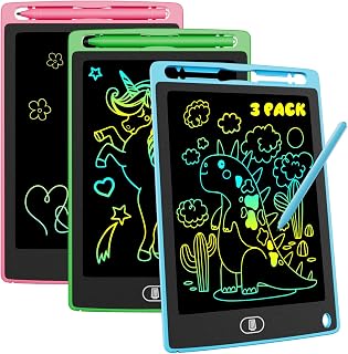 3-Pack LCD Writing Tablet for Kids 8.5 Inch, Colorful Doodle Board Drawing Pad Set, Erasable Electronic Educational Toys for Girls Boys Ages 3-8, Travel-Friendly with Lock Function & Stylus Pens