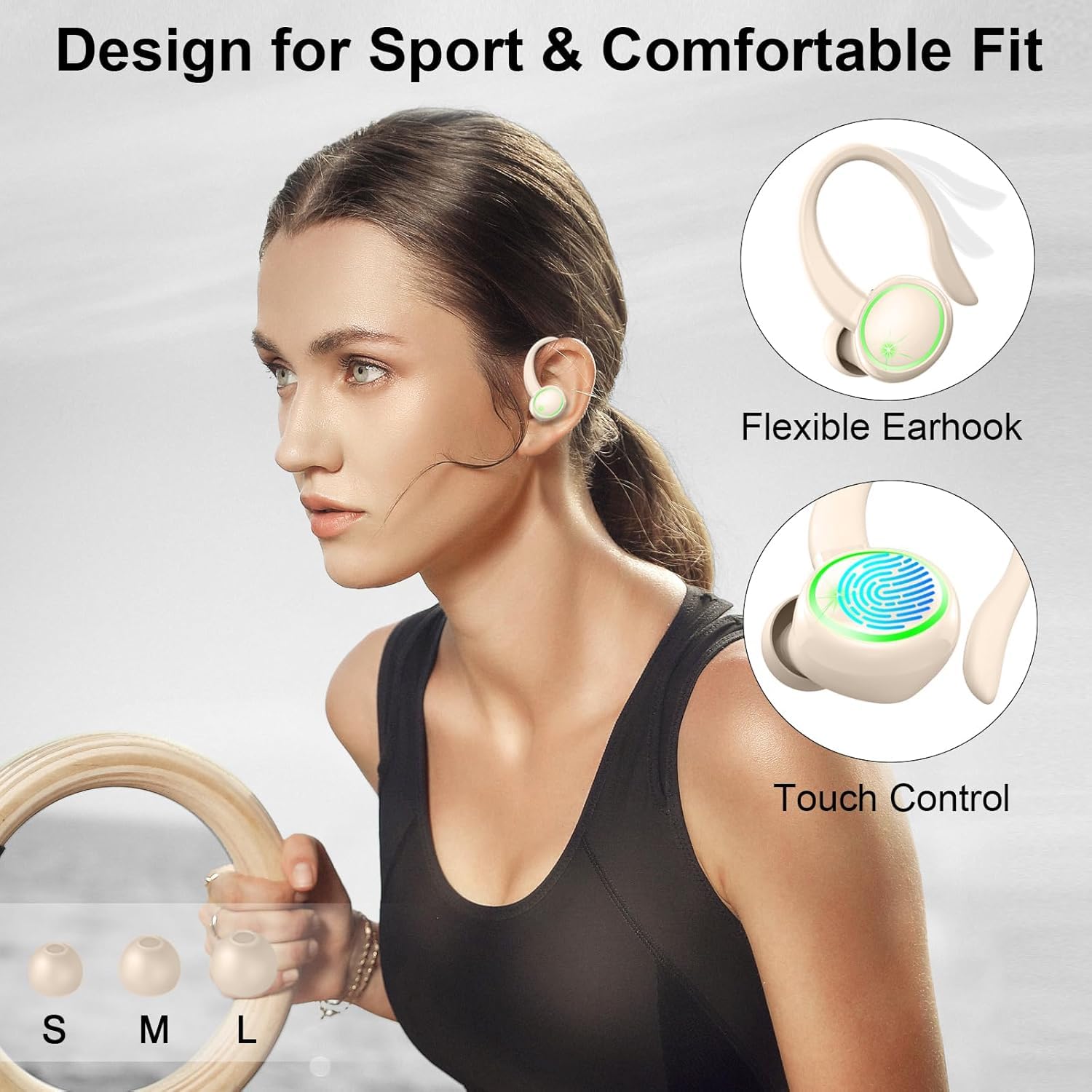 Matast Cuffie Bluetooth sportive, senza fili, Bluetooth 5.4, con cancellazione del rumore ENC e 4 microfoni HD, 50 ore, auricolari in-ear con stereo Hi-Fi, impermeabili IP7