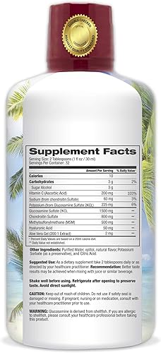 Miniatura 2 de Tropical Oasis Joint Complete Premium - Suplemento líquido para articulaciones con sulfato de glucosamina líquida, condroitina, MSM y ácido