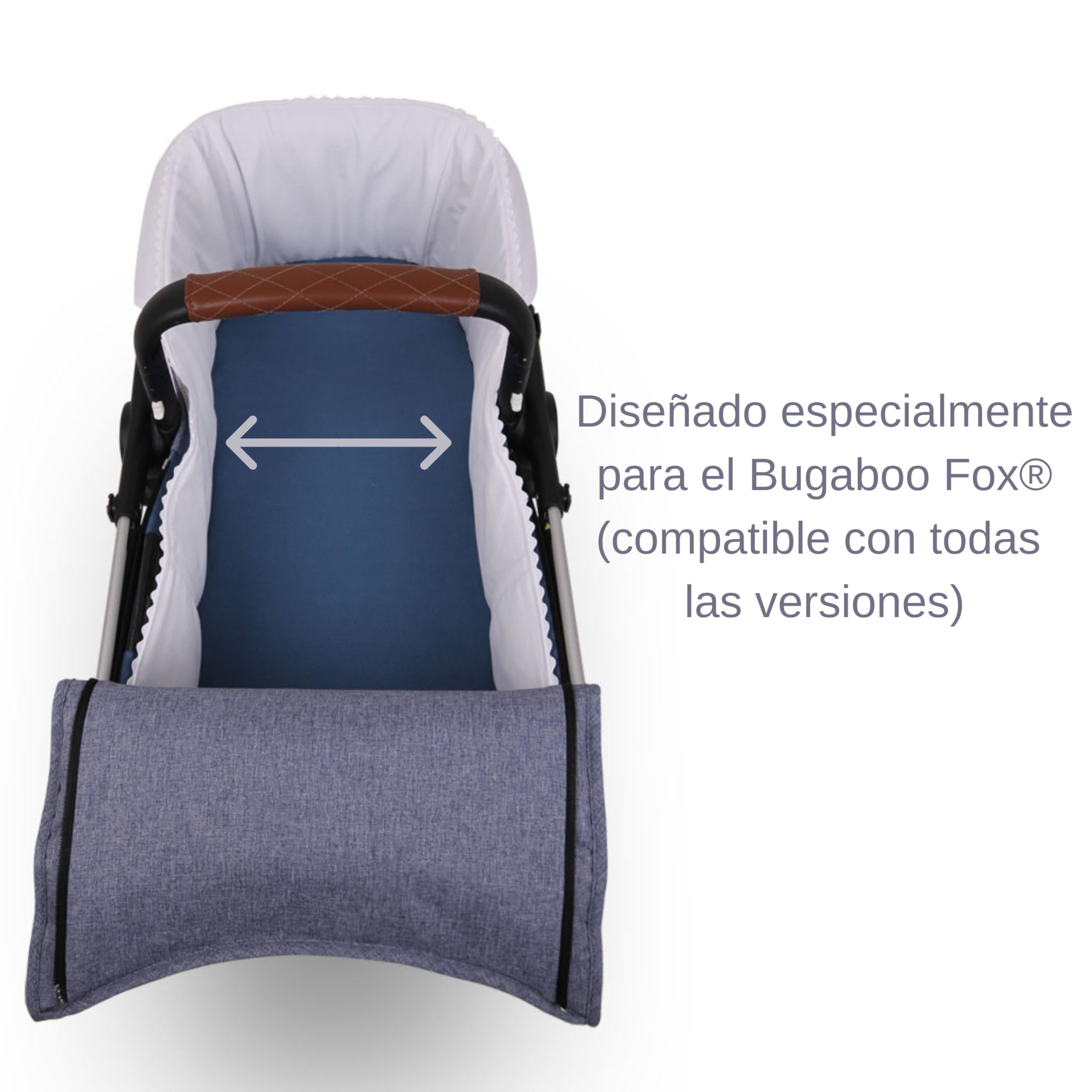 Funda Capazo Velcro para Bugaboo Fox 5 | Vestidura Cubre Cuco Bebé | Te Permite Llevar el Cubre pies Original | Paredes Suelo Acolchado Transpirable 3D | 100% Algodón | PIQUÉ Blanco