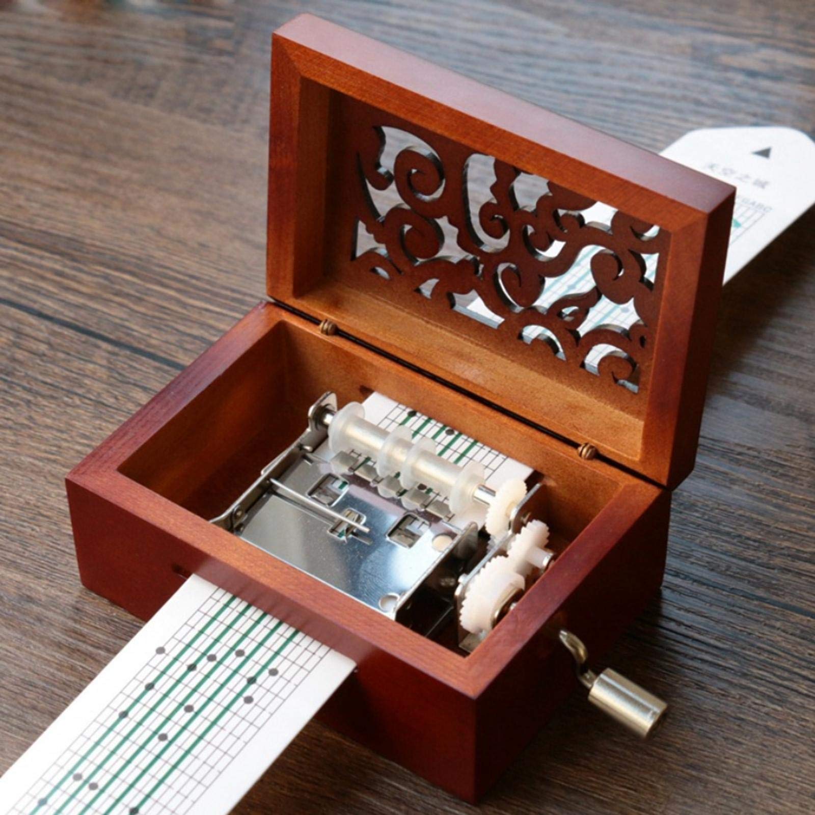 Cuzit Maak je eigen muziekdoos kit gesneden hout mechanisme muziekdoos handcrank doe-het-zelf muziekdoos geschenk-15 notities Valentijnsdag cadeau