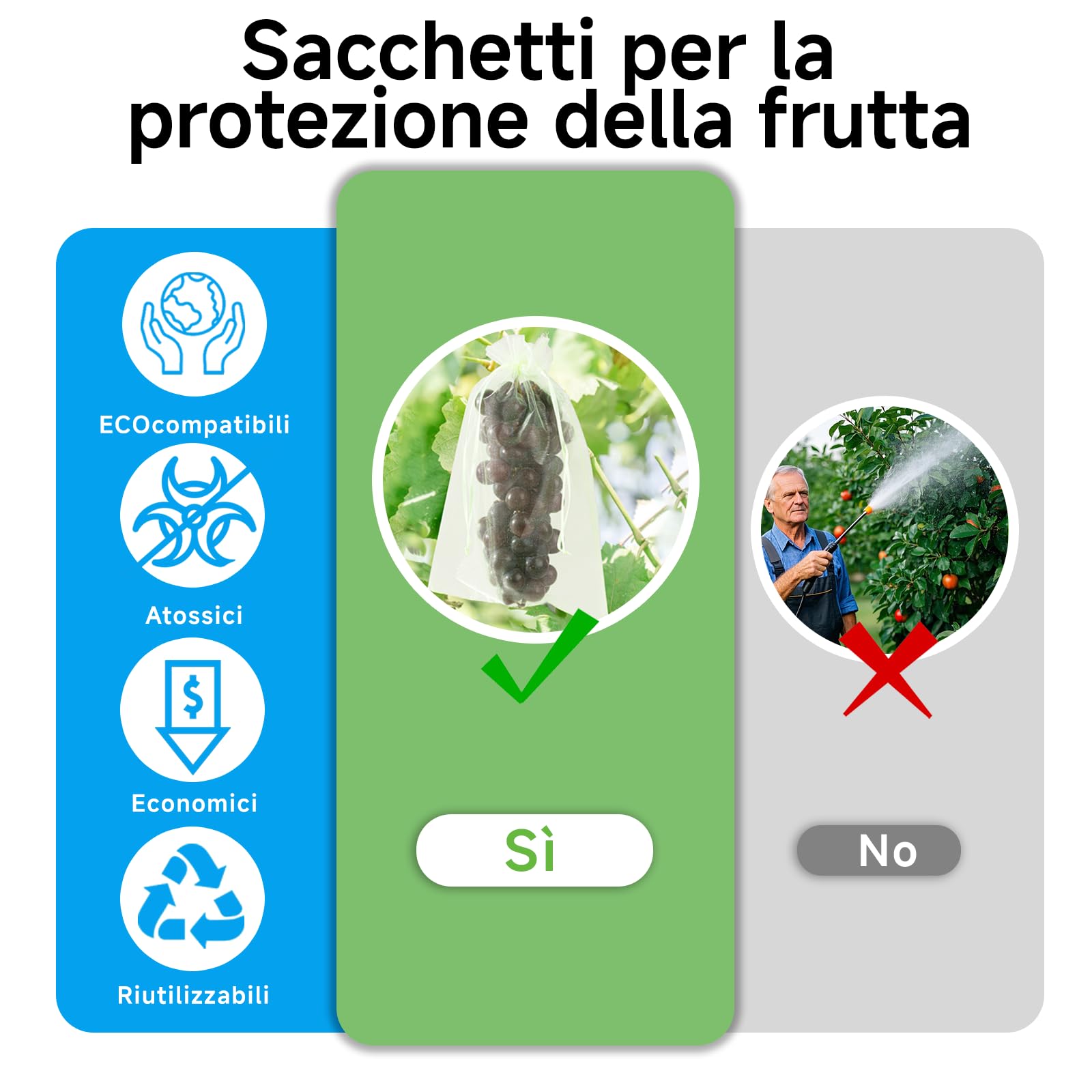 100 pezzi sacchetti in organza 20×30 cm per protezione della frutta, rete traspirante con cordoncino per uva, limoni e piante da giardino