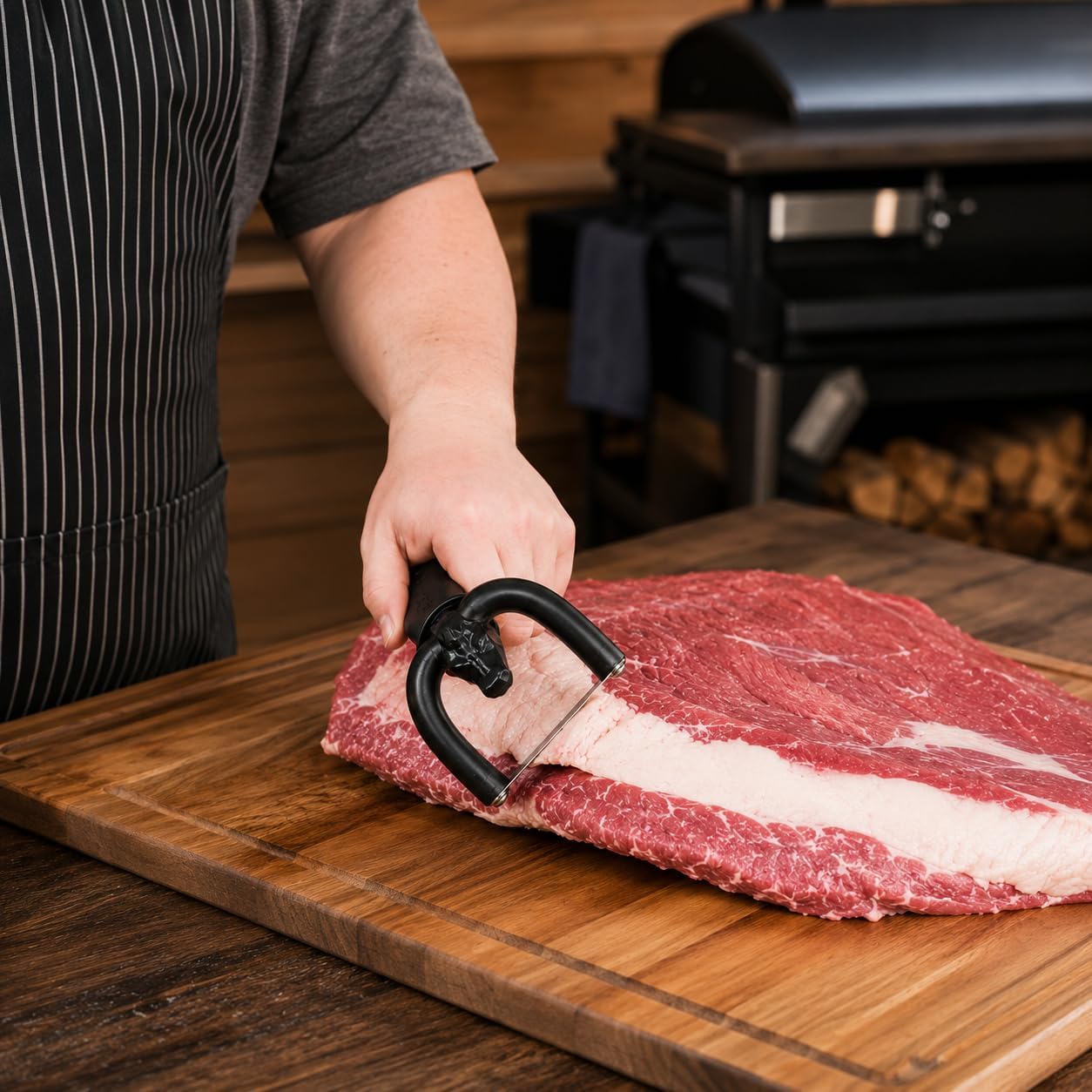 Handheld Meat Fat Trimmer, 2 Pack Brisket Trimming Tool for Beef and Pork, ABS Handle with Stainless Steel Blade, Manual Kitchen Butcher Prep Cutter, 7.5 Inch Black image 4