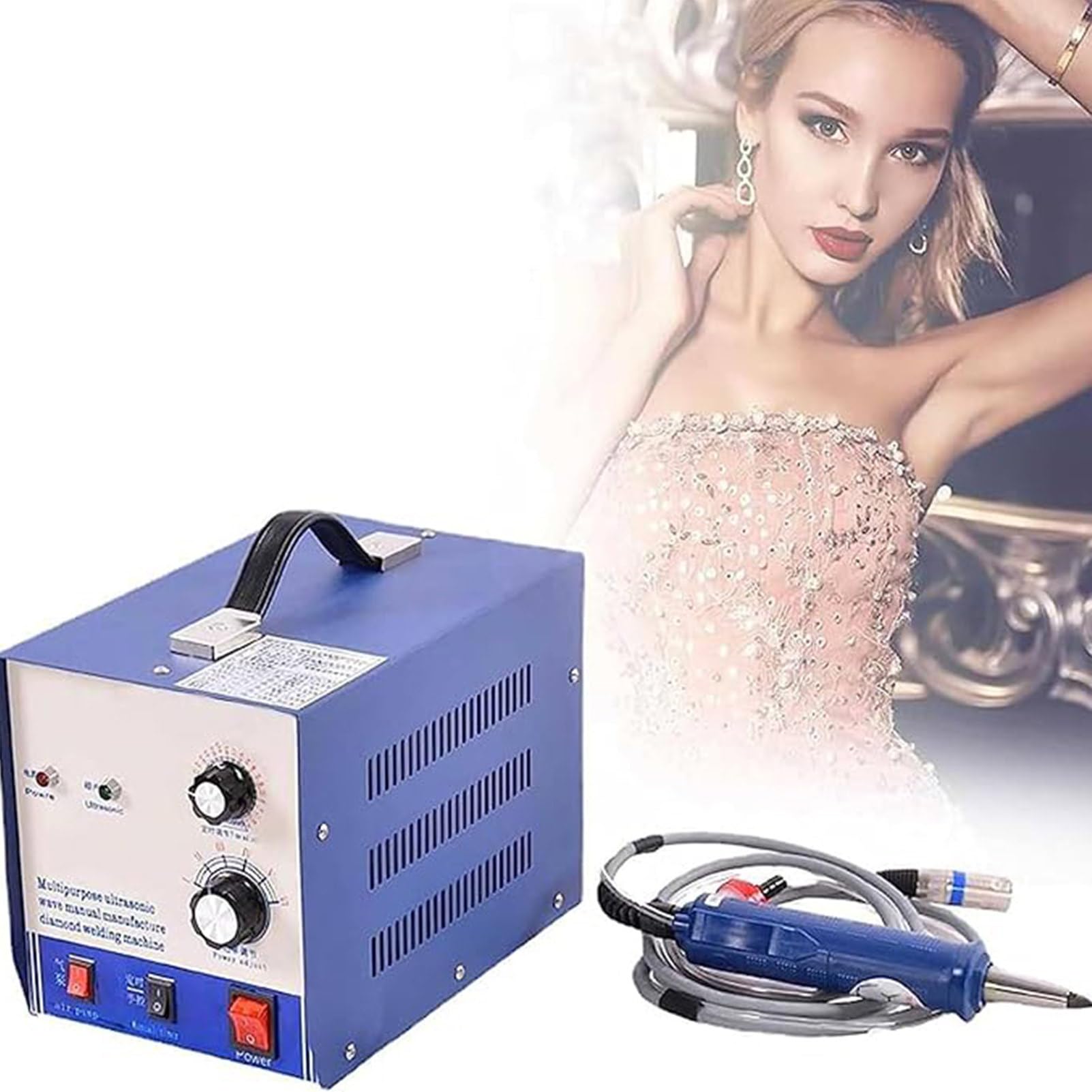 HTDRE DIY Beads Rhinestone Press Fixing Machine, Pearl Setter Tool 80Pcs/Min Hotfix Applicator No Glue