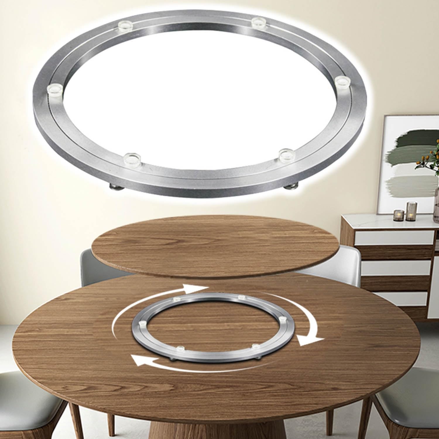Cuscinetto Lazy Susan In Alluminio, Cuscinetto Per Giradischi, Ø 14 20 25 30 35 39 45 49 58 60 69 79 Cm, Piedini In Gomma Antiscivolo Facili Da Installare (Misurare : 69cm(27.1inch))