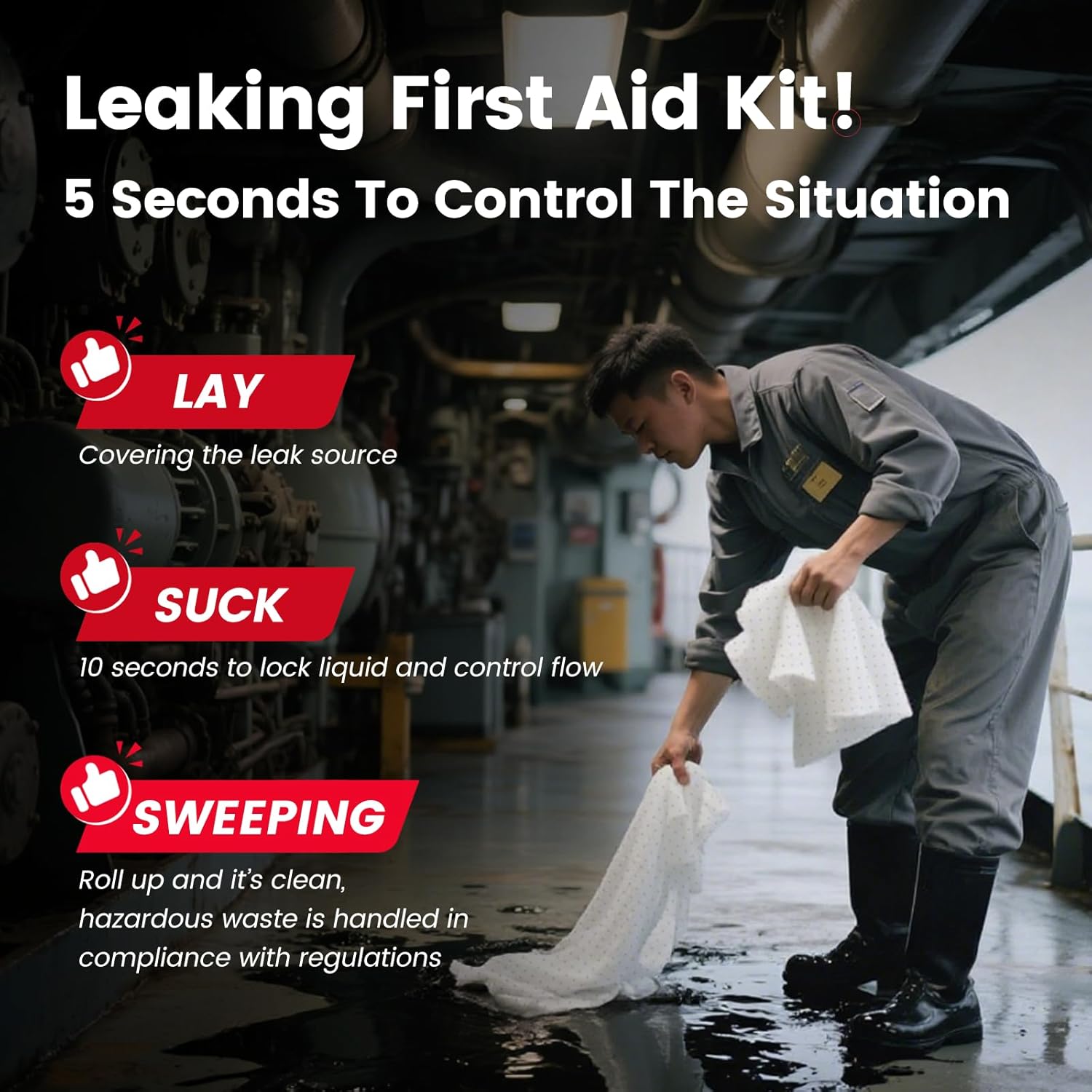 Oil Absorbent Pads | 16"x20" Oil-Only Spill Mat 200-Pack | Industrial Spill Control for Oil & Fuel(32 Gal/Box) | White Absorbing Sheets (absorbs oil-only(16"x20")-32 gal/200pack)