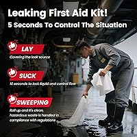 Vista 9 de Almohadillas absorbentes de aceite, 16 x 20 pulgadas, solo aceite, paquete de 100 unidades, control industrial de derrames para aceite y combustible