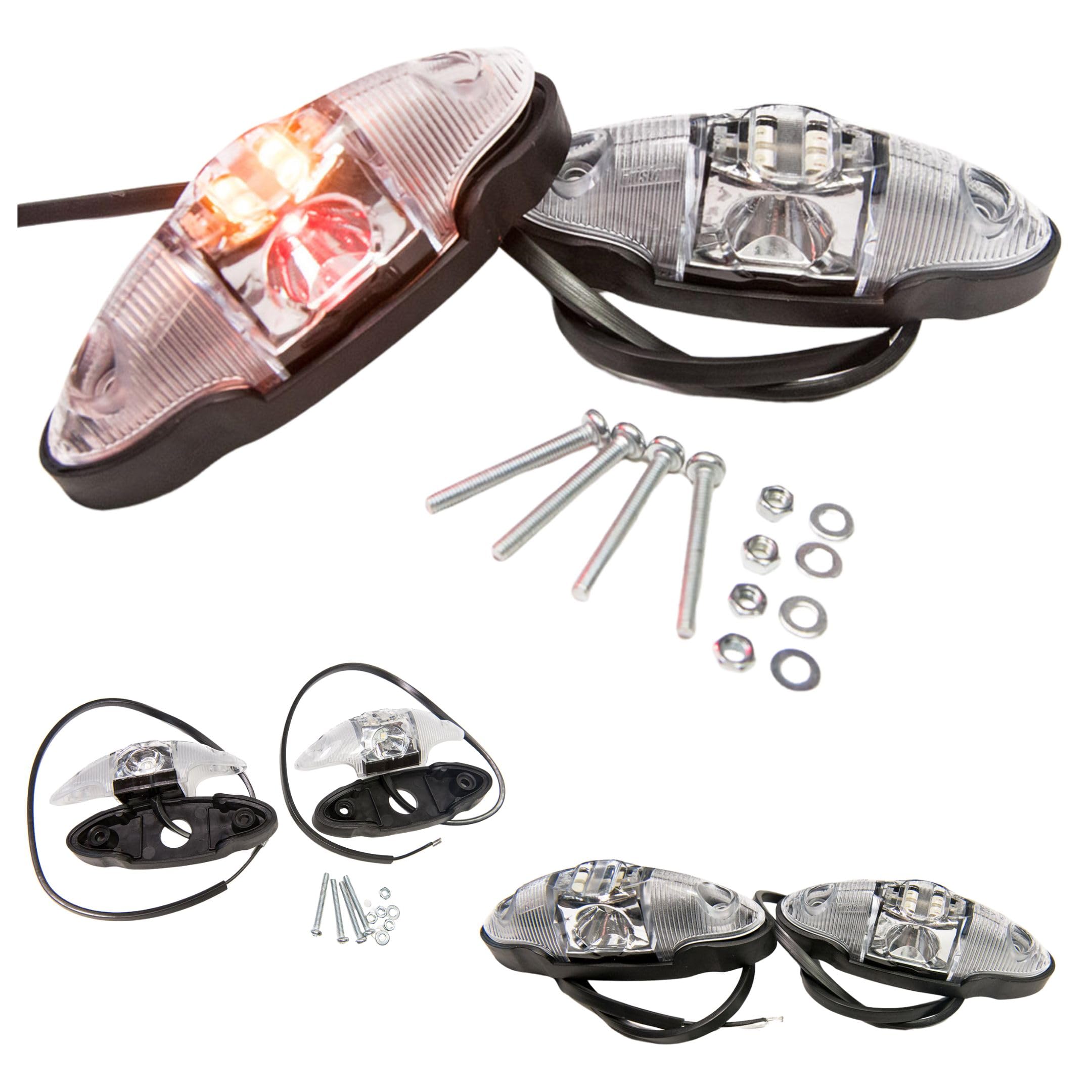 2 x luci di ingombro a LED luce di posizione luce di posizione 12-24 V, 3 colori: bianco, rosso, arancione per camion, rimorchi, roulotte