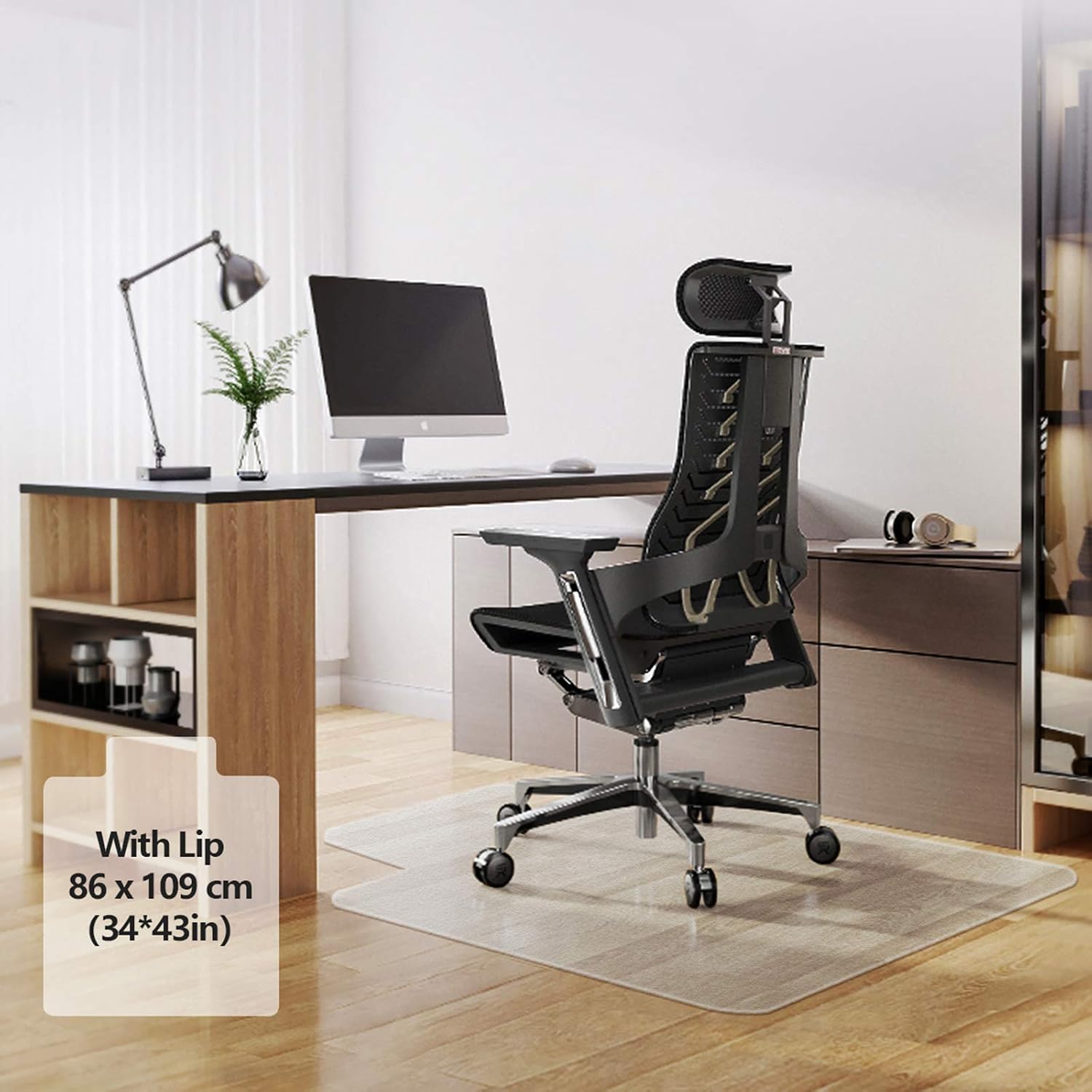 Chair-Mat-with-Lip, Desk-Chair-Mat, Floor-Chair-Mat, YOUKADA Heavy Duty Chair Mat, Desk Mat with Lip for Hard Floors, 86 x 109 cm/34 x 43 inches