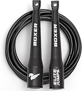Elite Jumps Boxer 3.0 Jump Rope – Professional Boxing Workout Equipment | Tangle-Free PVC Skipping Rope with Smooth Action Handles | Slip-Resistant Grips for Fitness & Cardio Training