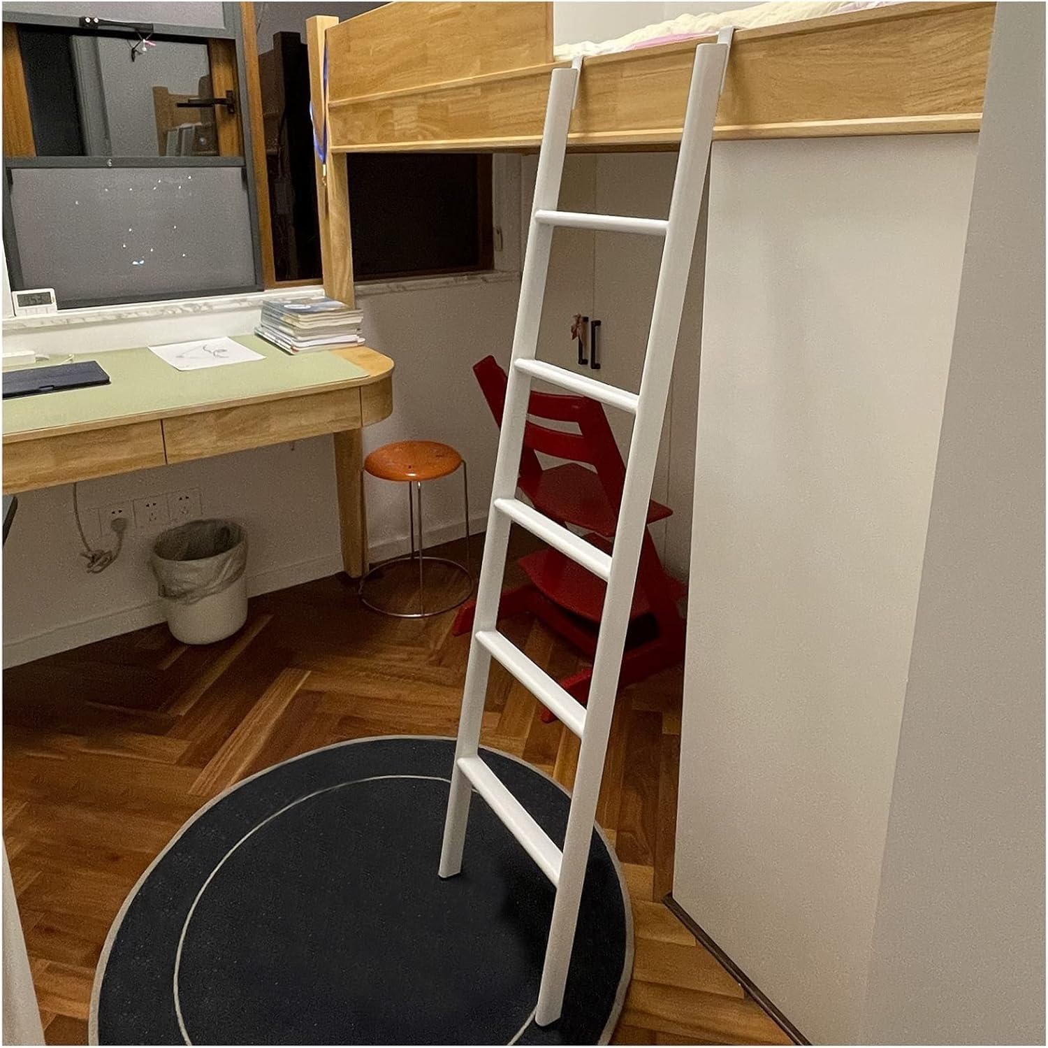 1pc Heavy Duty Adjustable Loft Bed Ladder for Adults & Kids - 150kg Capacity Bunk Bed Accessory(White,180cm)