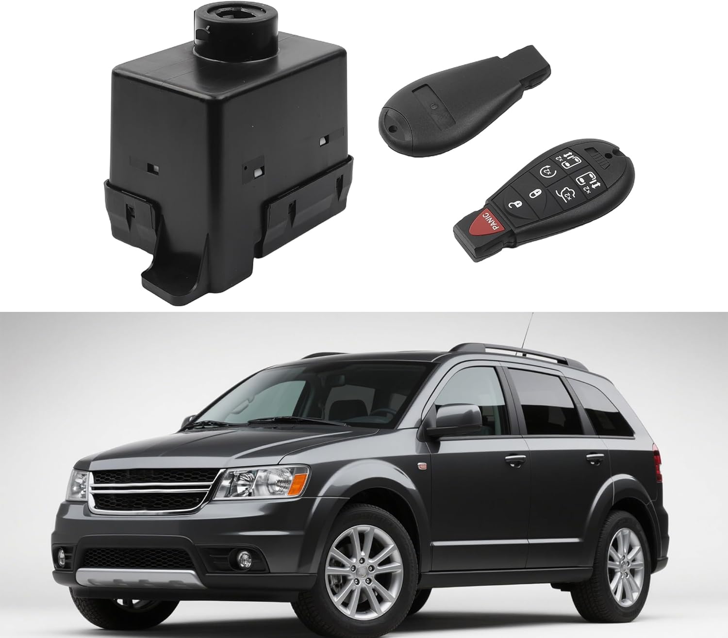 Dasbecan Ignition Switch Reciever Module with 2 Keys Compatible with 2008-2010 Dodge Grand Caravan 2009-2010 Dodge Journey 2008-2010 Chrysler Town & Country OEM Replace 68210155AB 5026876AE 5026876AD