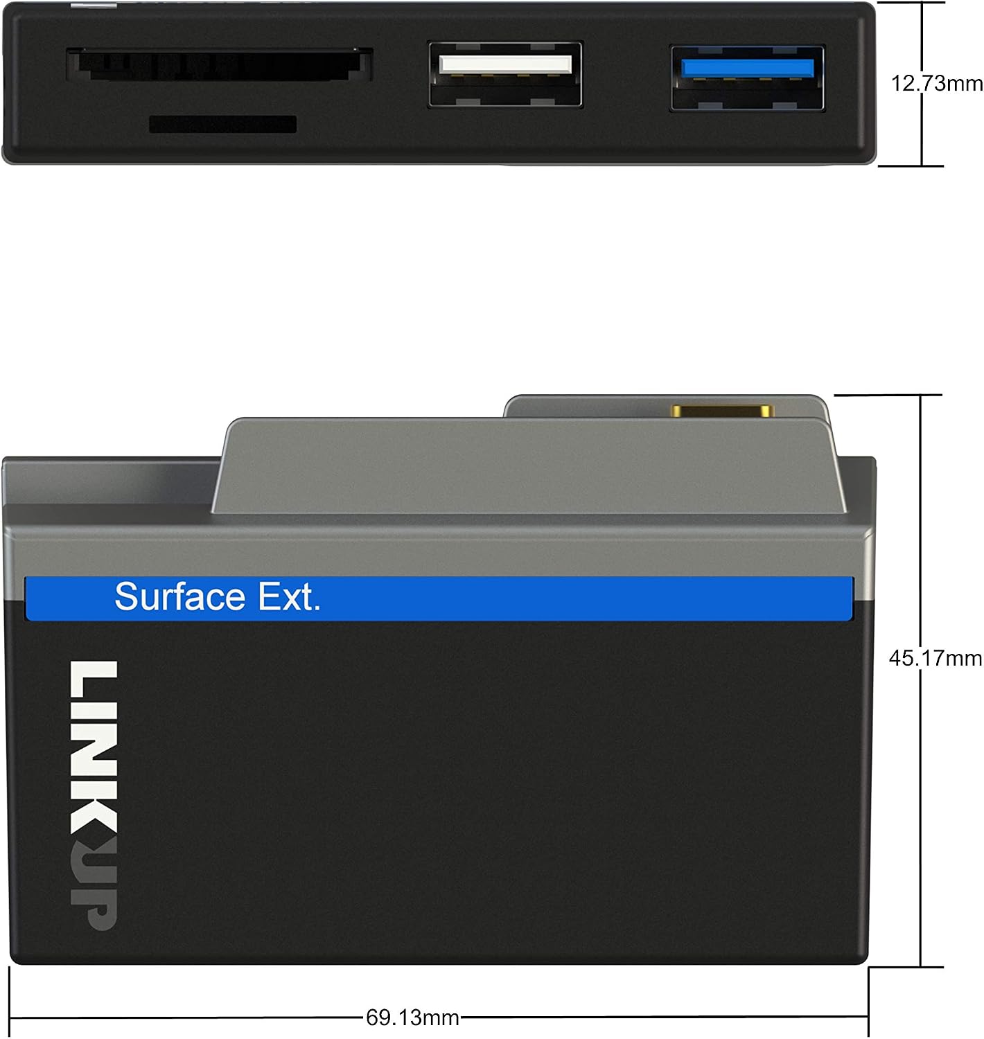 LINKUP - Microsoft Surface GO Compatible Docking Station USB C Dock | 5-in-1 SDXC Card Reader Hub | USB-A 2.0 USBA-3.0 SD/MicroSD USB-C Charging Port | Compatible with Original Surface Power Plug