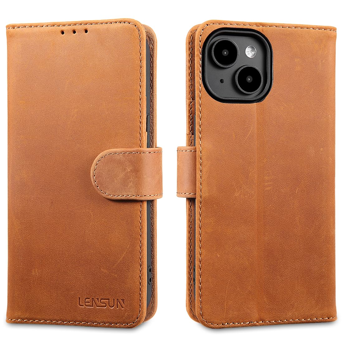HLYANSJ Funda Tipo Cartera Para IPhone 13 Mini, Hecha A Mano De Cuero Genuino De Vaca Con Soporte Magnético Para Tarjetas De Efectivo Con Bolsillo Para Efectivo, Funda Tipo Libro Para