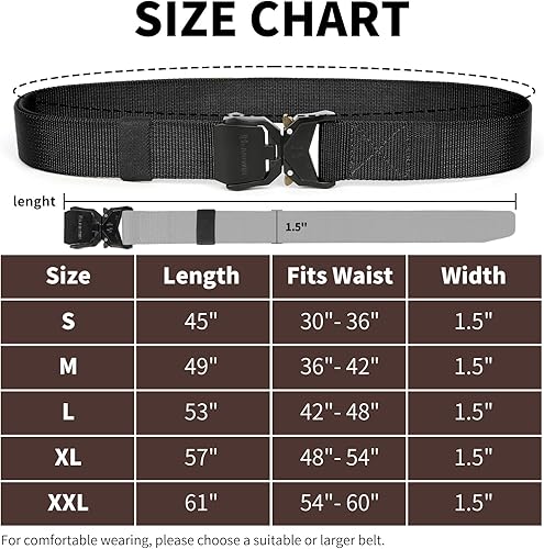 Miniatura 10 de FAIRWIN Cinturón táctico, estilo militar, con hebilla de metal de liberación rápida y resistente