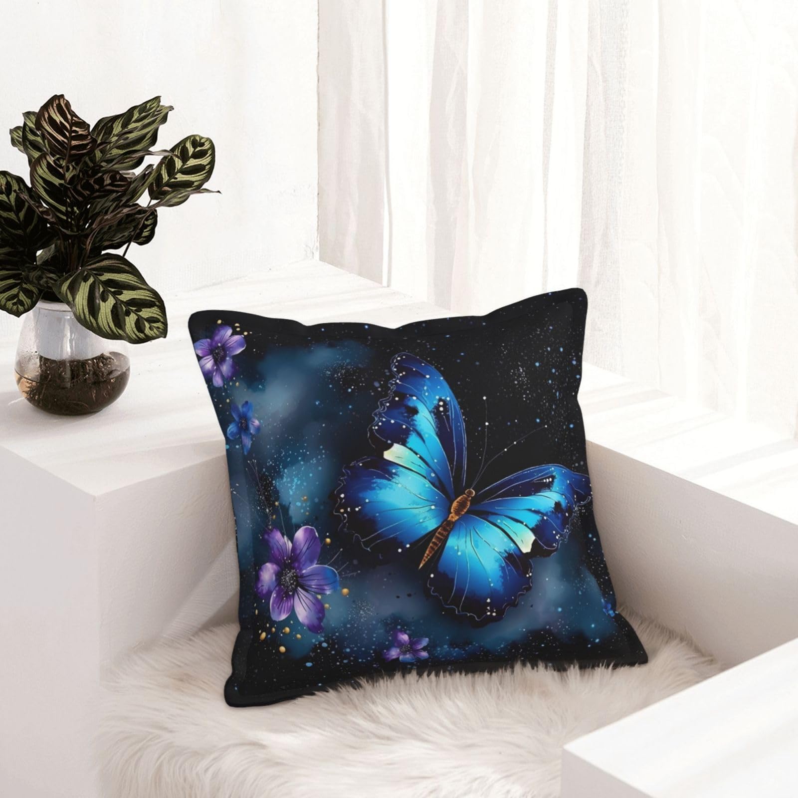 Housse de coussin bleu galaxie 50x50 cm pour salon style ferme moderne