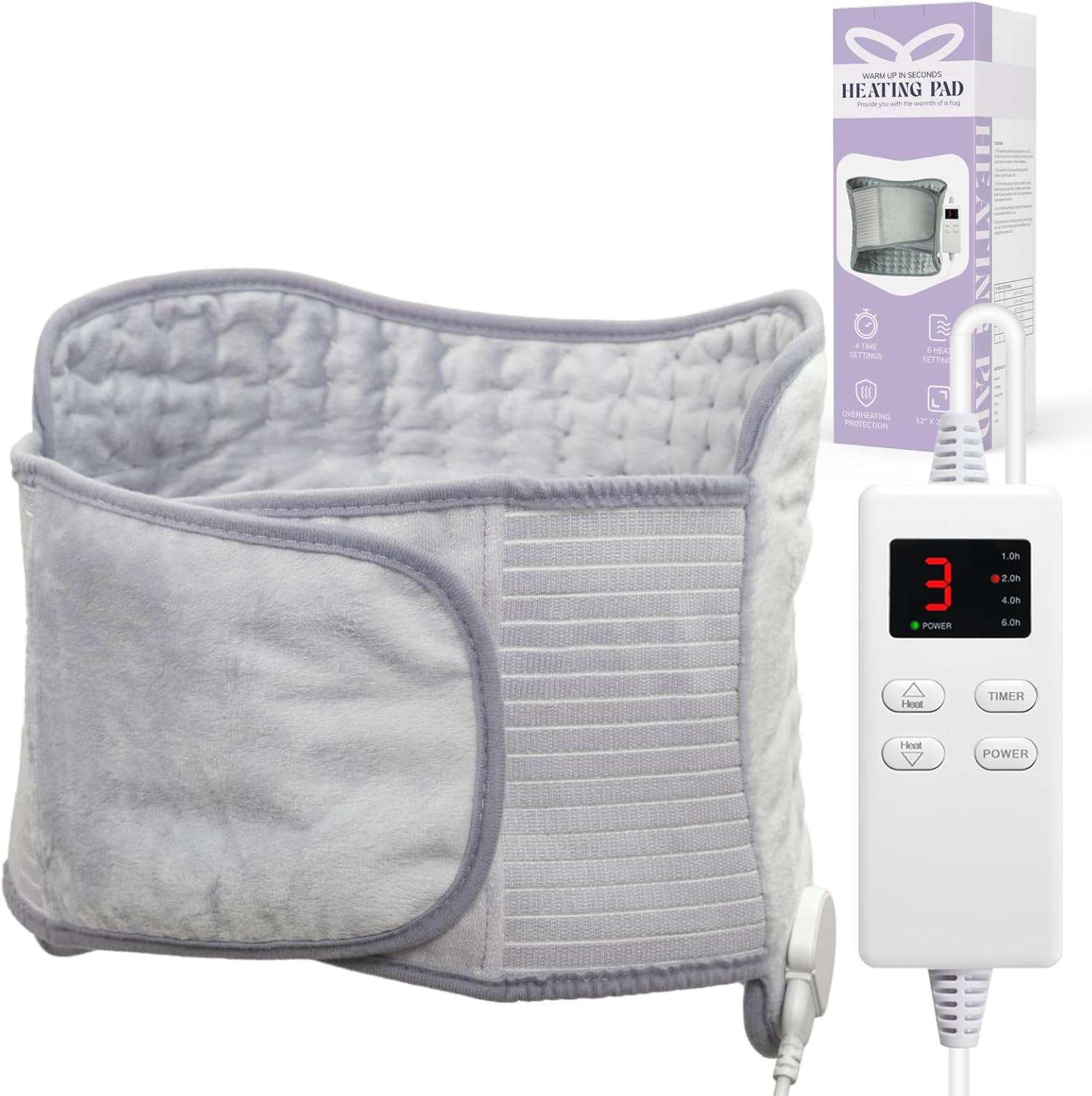 Electric Heating Pad for Back Pain Relief, 6 Heat Settings & 4 Timer Options, Moist Heat Therapy Pad for Cramps, Neck, Shoulder, and Abdomen, Ideal Gifts for Women and Men