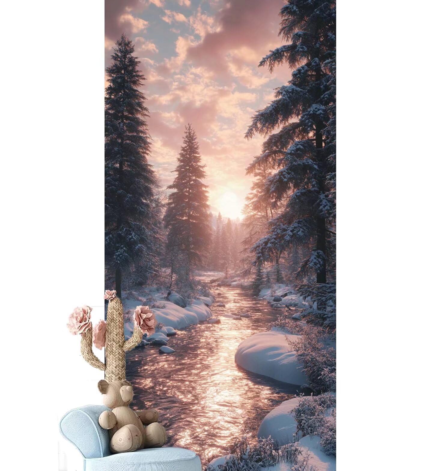 Dipingere con i Numeri per Adulti Bambini,Paint by Numbers con Pennelli Pittura a Pigmento Acrilico,Fai Da Te pittura di Numeri Kit Decora la casa Regalo (Senza Cornice)- Inverno,Albero 70x210cm V-957