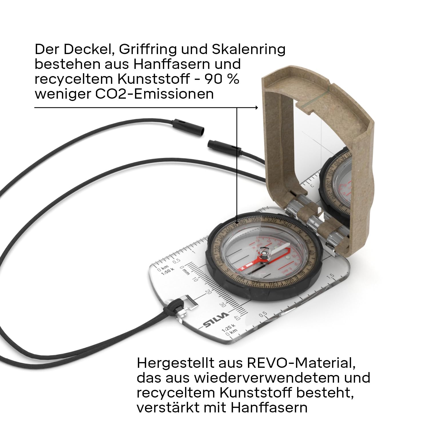 Silva Kompass Outdoor - Spiegelkompass Terra Ranger S - Aus Recycelten Materialien - Peilkompass für Lange Entfernungen - Marschkompass mit Drehbarem Kompassgehäuse - Skala 1:25k & 1:50k