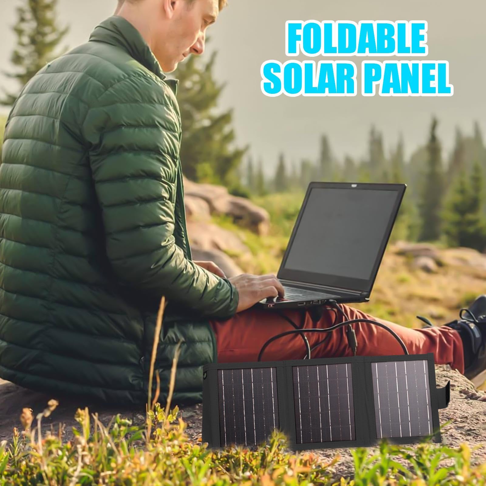 Cargador Solar para Móvil Portátil Carga Rápida Exterior Plegable | Cargador Solar Plegable para Teléfono Móvil Tabletas, Cámaras, Auriculares Para Camping, Senderismo, Viajes Y Al Aire