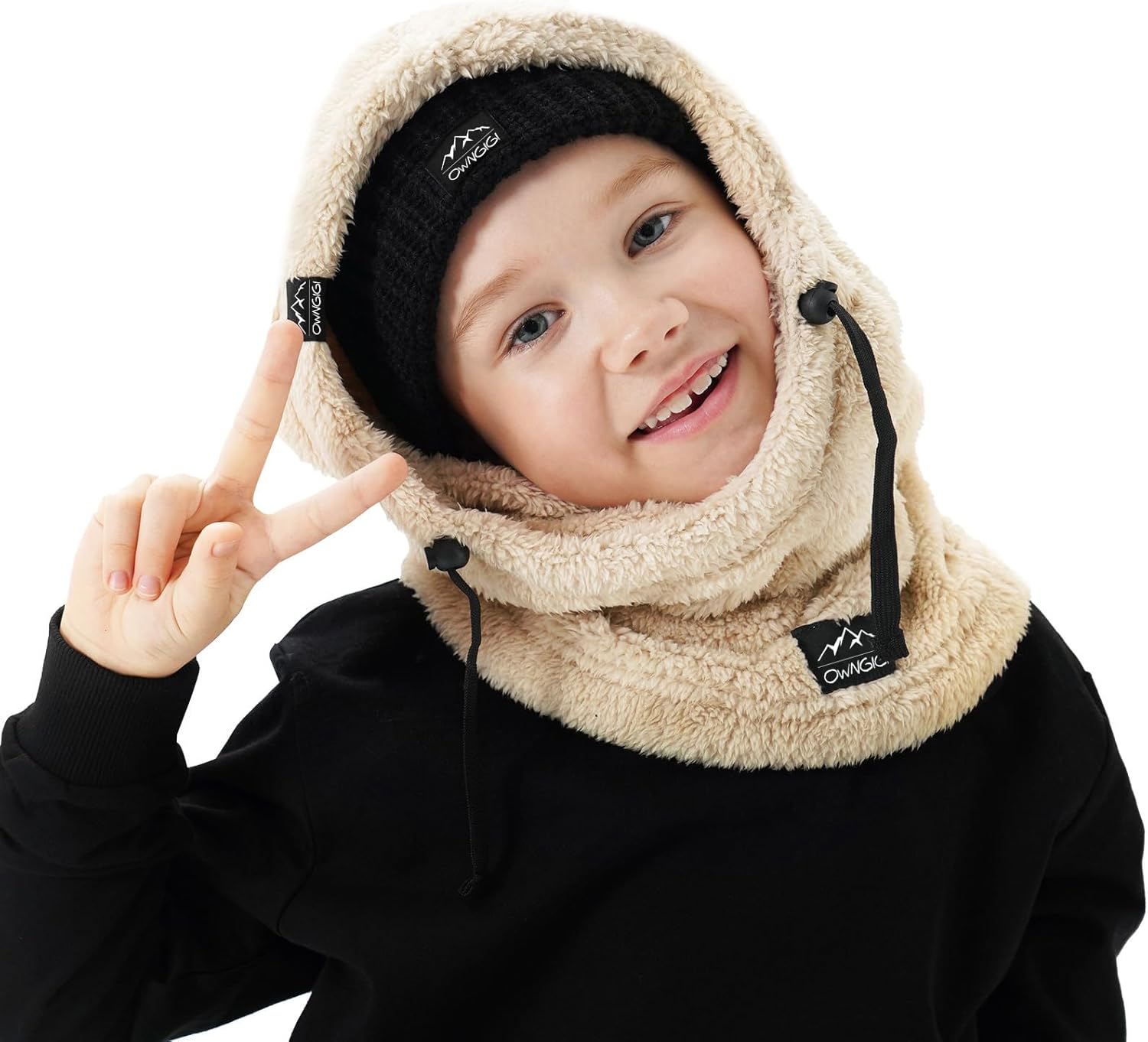 OWNGIGI Balaclava Ski Mask for Kids, Winter Windproof Face Mask for Cold Weather, Fleece Hooded Scarf Head Cover Neck Warmer - Image 2