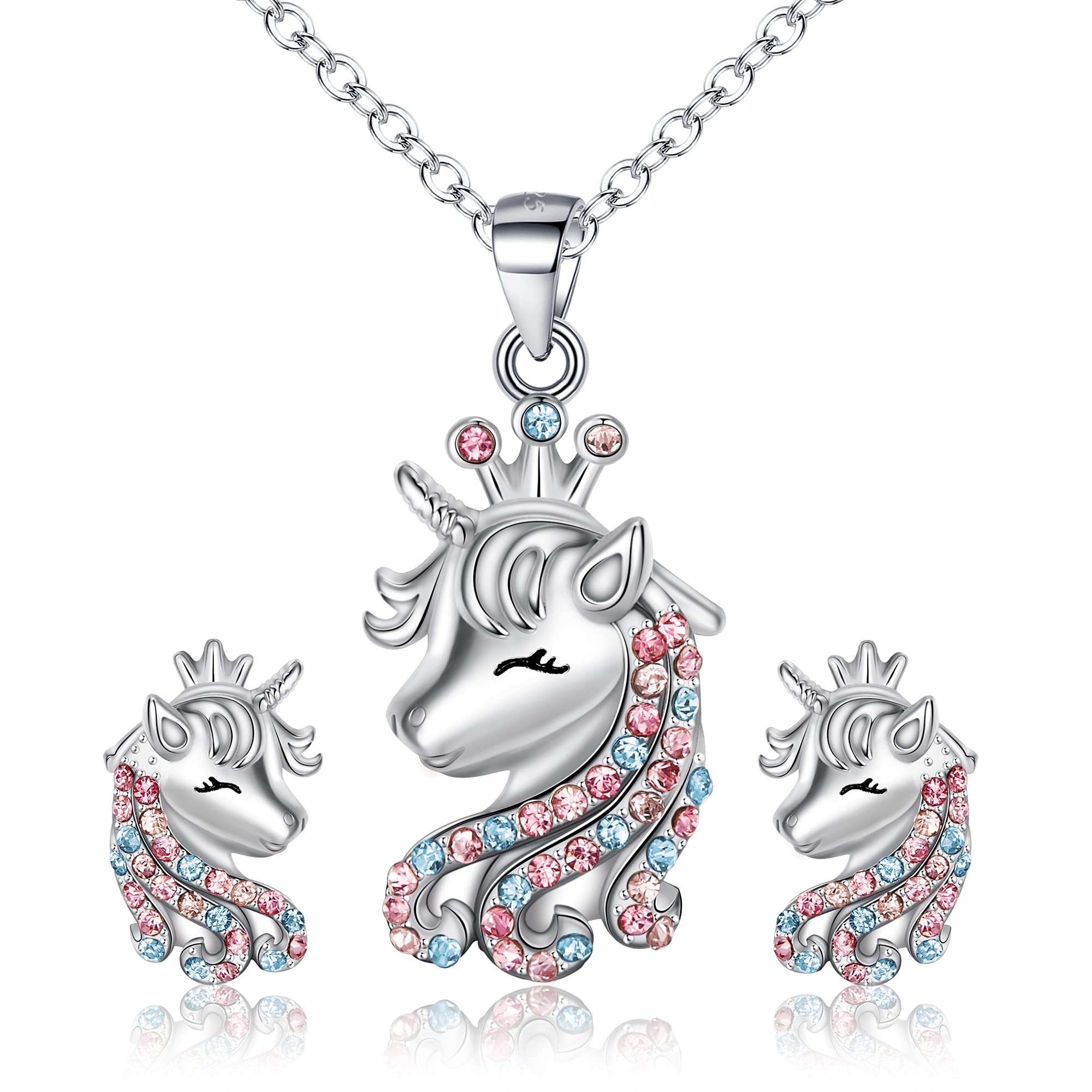 Cosol Silver Unicorn Jewelry Set
