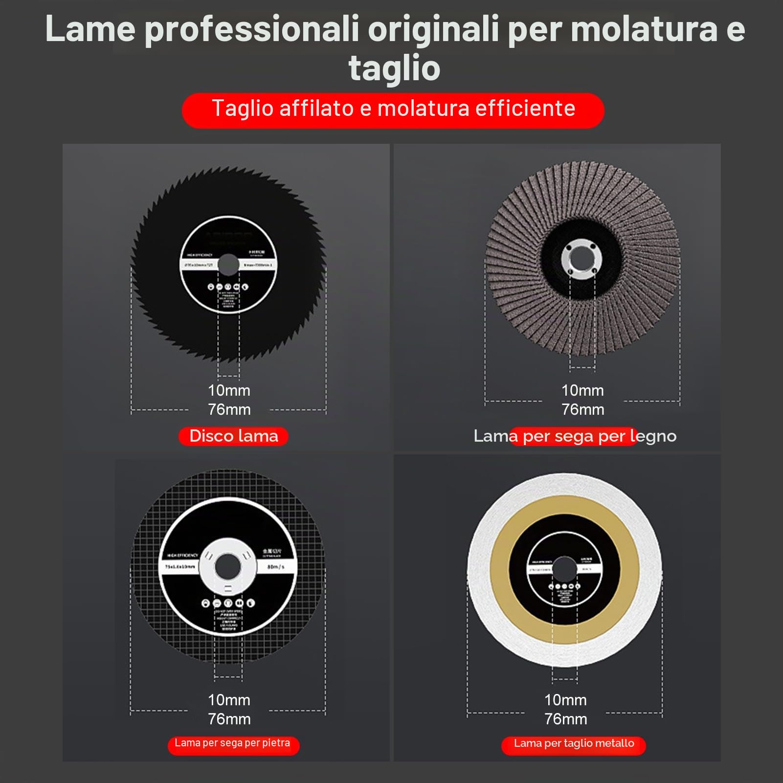 Weytoll Smerigliatrice angolare a batteria 17000 giri/min, Mini smerigliatrice elettrica con 2 batterie 16,8 V 1500 mAh e disco abrasivo per tagliare mattoni lucidati, legno, pietra, acciaio