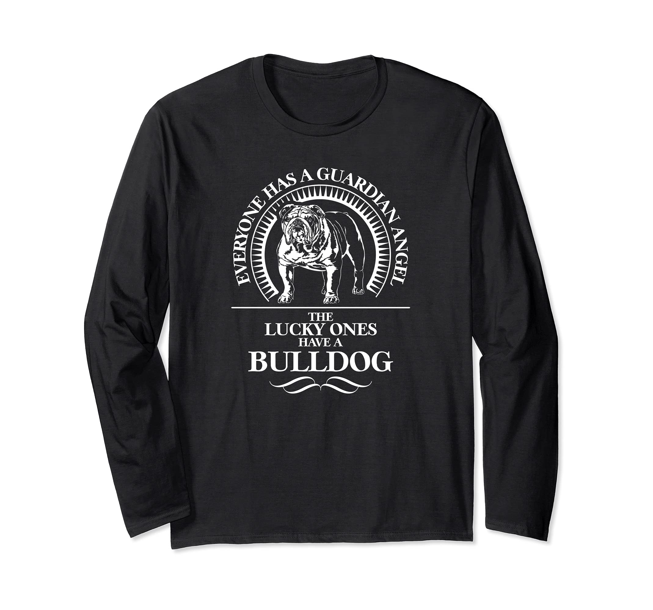 Proud English Bulldog Guardian Angel dog saying dog Long Sleeve T-Shirt, Black