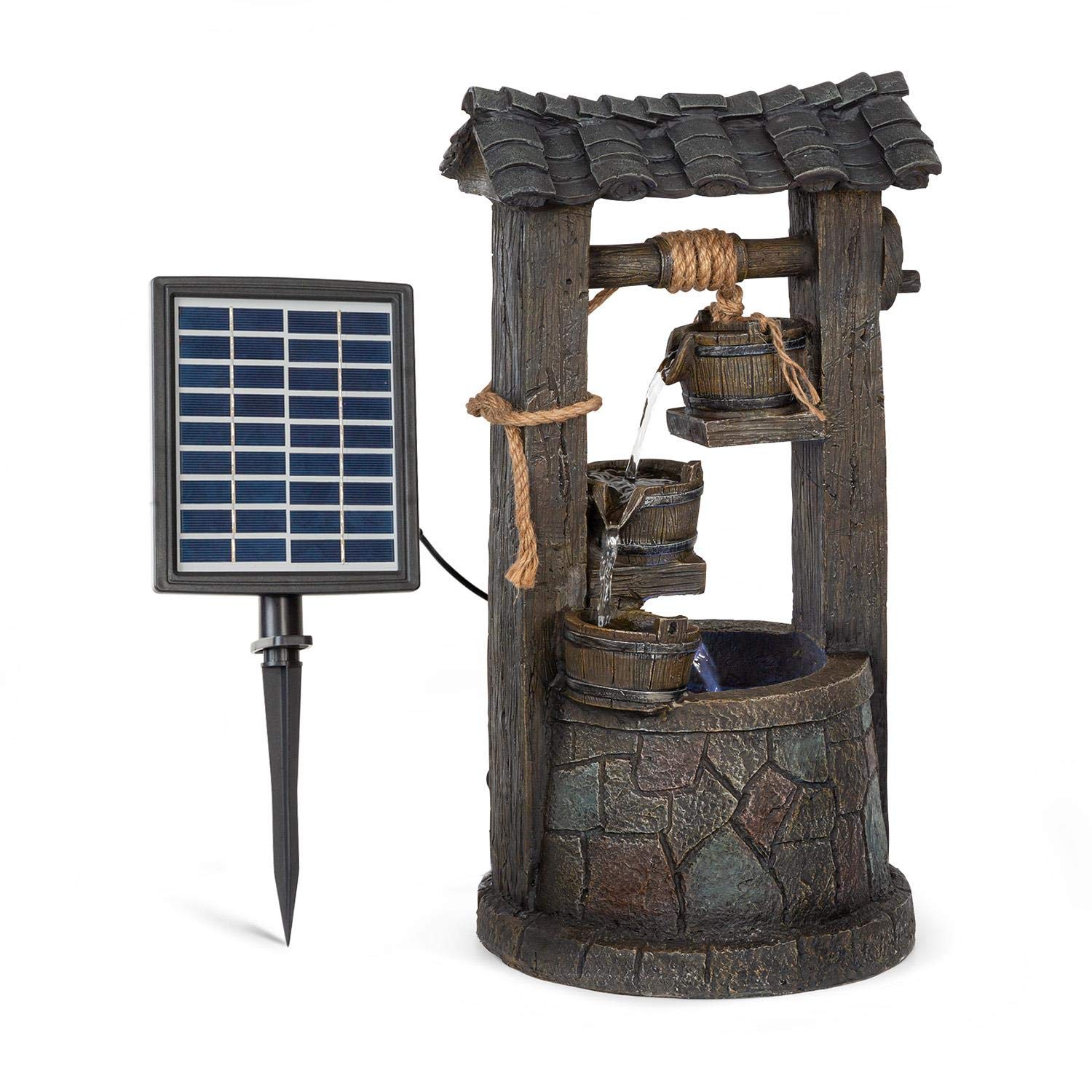 Blumfeldt Speyer Cascade Solar Fountain, 4-Tier Decorative Garden Water Feature, Frost-Resistant, for Indoor & Outdoor Use, 9V 2.8W Solar Panel
