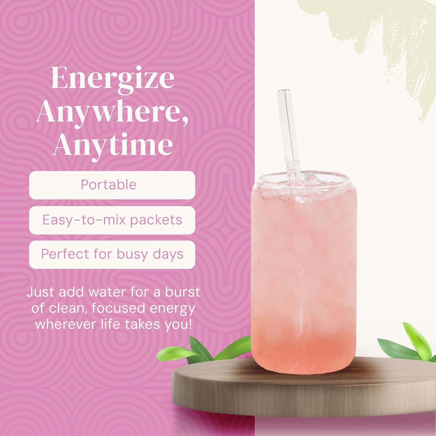 Support Sip with Caffeine and L-Theanine Blend - Healthy Drink Mix Powder Packets for Immune & Digestive Health - All Natural Ingredients, No Added Sugar or Dyes - Variety Pack (30 Packs)