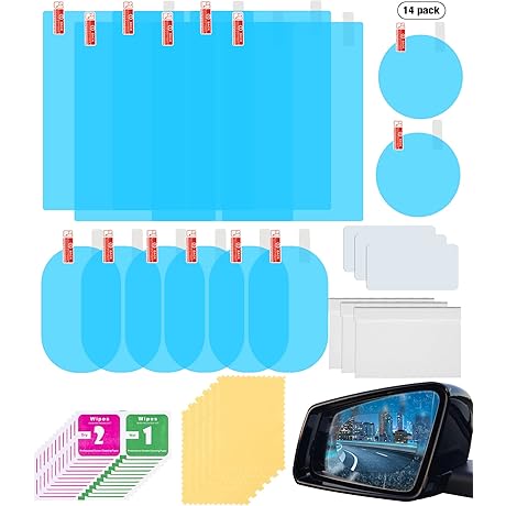 14PCS Nano-coated Hydrophobic Rearview Mirror Film