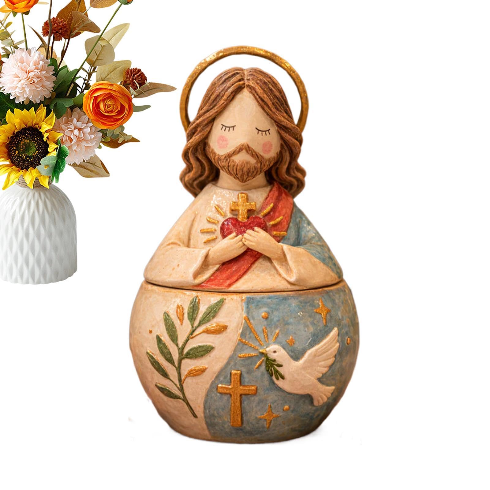 Decoración Virgen María y Jesús porta velas de oración para mesa de dormitorio